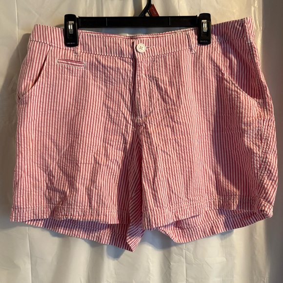 Columbia PFG Womens Super Bonehead Shorts Sz 14 White Pink Striped Fishing Gear‎ - Picture 1 of 7